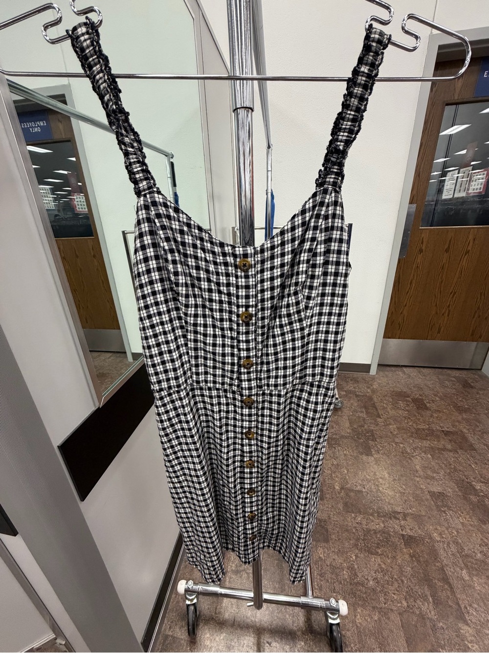 Hollister Black and White Gingham Button-Front Sundress